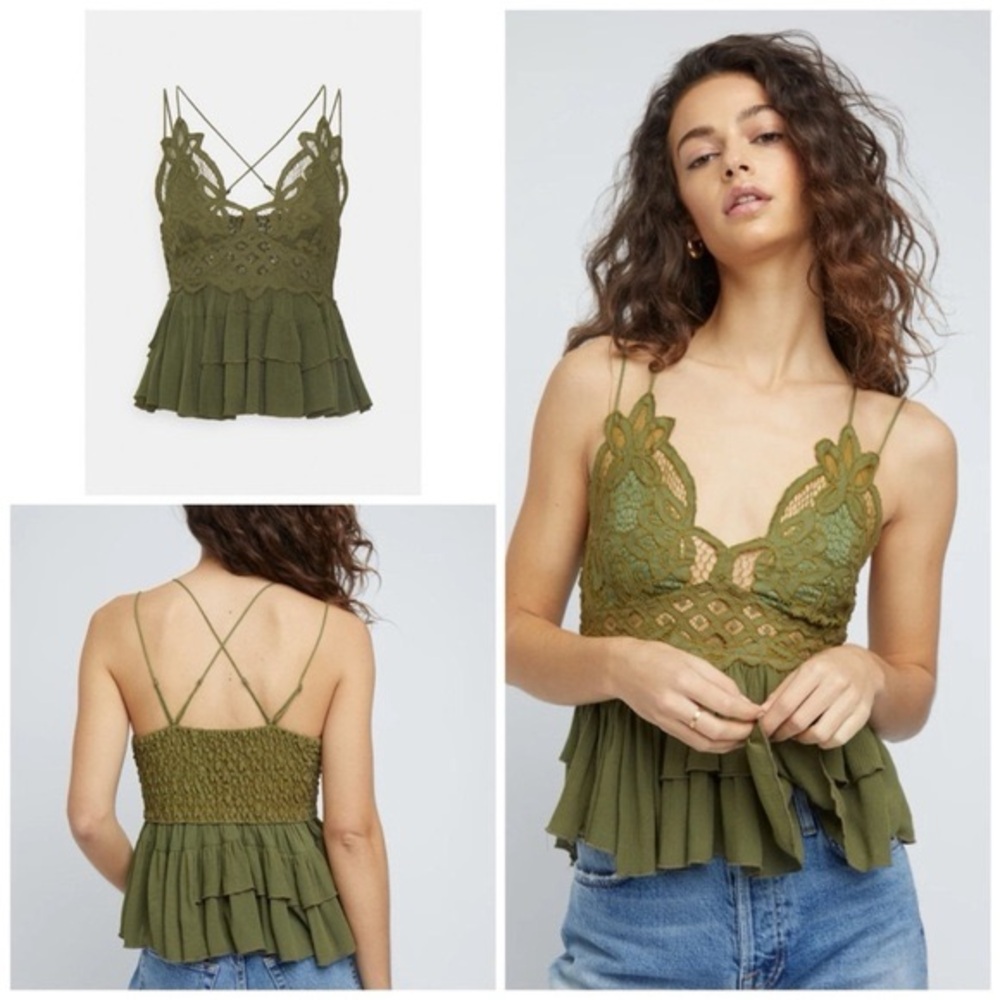 NWT Free People Movement Adella Cami in the Olive Sparrow Color Size Medium NWT - Picture 4 of 8